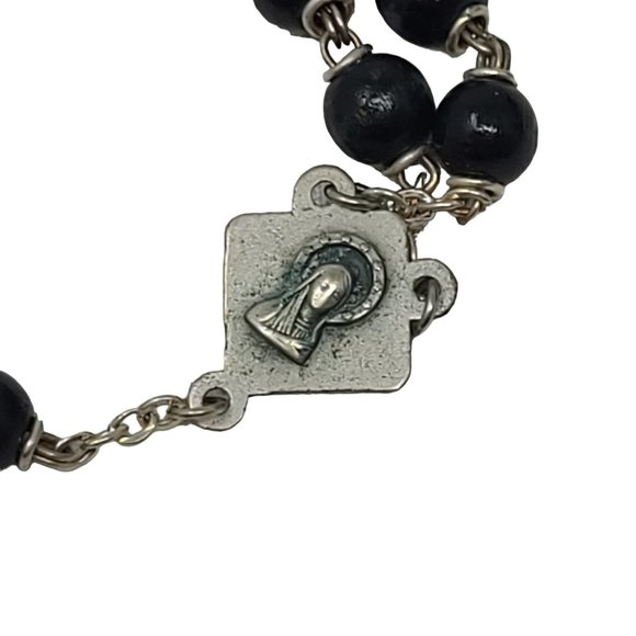 NOS Vintage Rosary Black Beads Malco Boxwood K of C Knights of Columbus 7693 - Picture 8 of 16